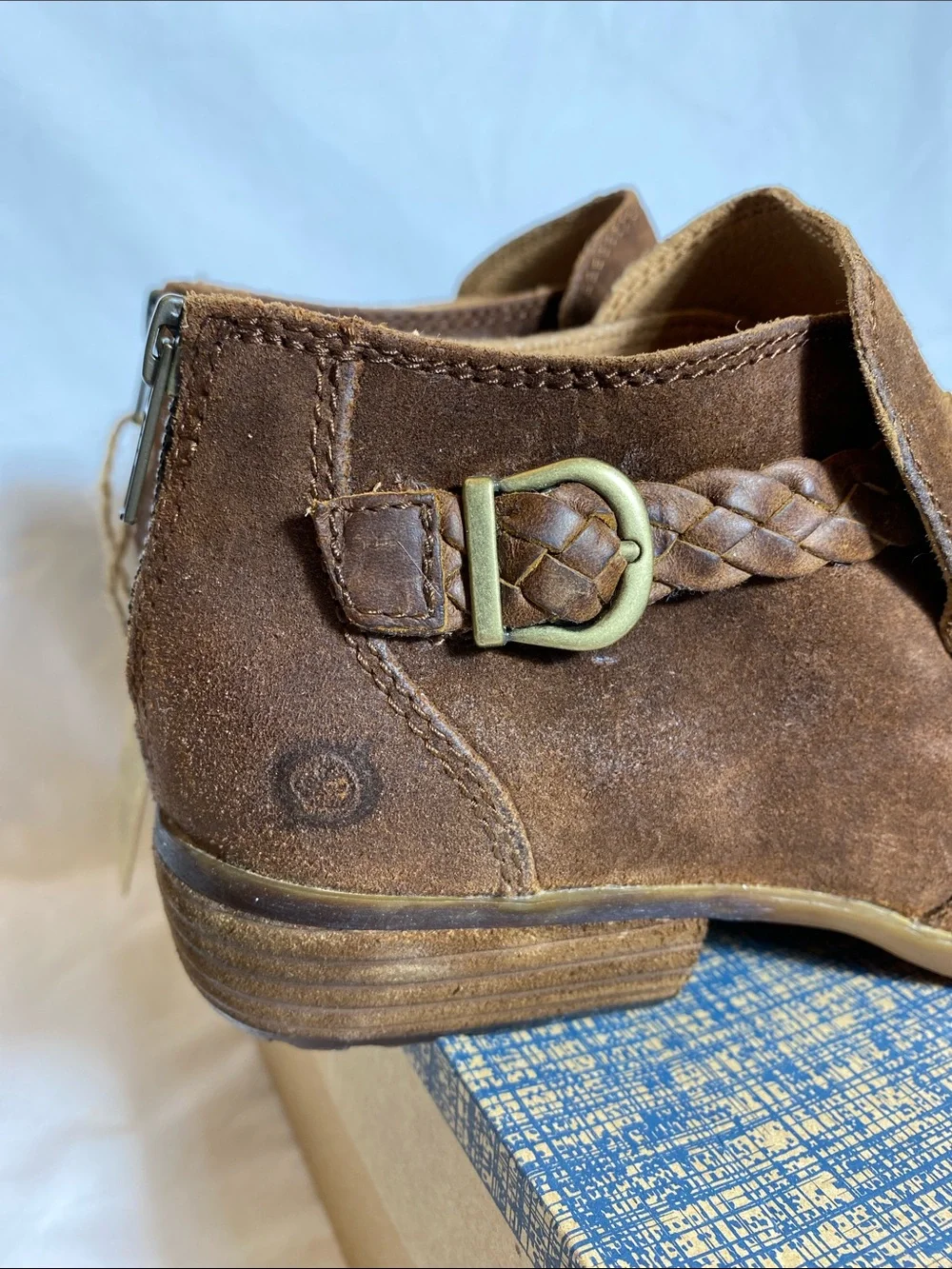 Born Sylvia Women’s Rust (Tobacco) Distressed Suede Ankle Boots - size 7.5 NWT - Picture 12 of 12